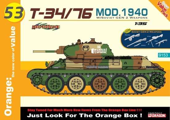 Radziecki czołgu T-34/76 (mod. 1940), plastikowy model do sklejania Dragon 9153 w skali 1:35-image_Dragon_9153_1