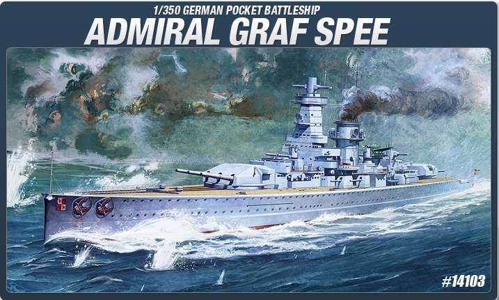 Niemiecki ciężki krążownik Admiral Graf Spee, plastikowy model do sklejania Academy 14103 w skali 1:350-image_Academy_14103_1