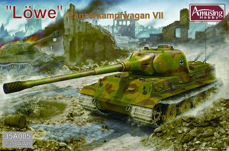 Niemiecki super ciężki czołg Pz.Kpfw. VII Lowe (lew), plastikowy model do sklejania Amusing Hobby 35A005-image_Amusing Hobby_35A005_1