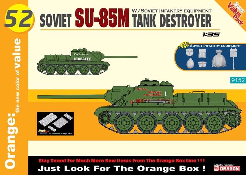 Radziecki niszczyciel czołgów SU-85M, plastikowy model do sklejania Dragon 9152 w skali 1:35.-image_Dragon_9152_1