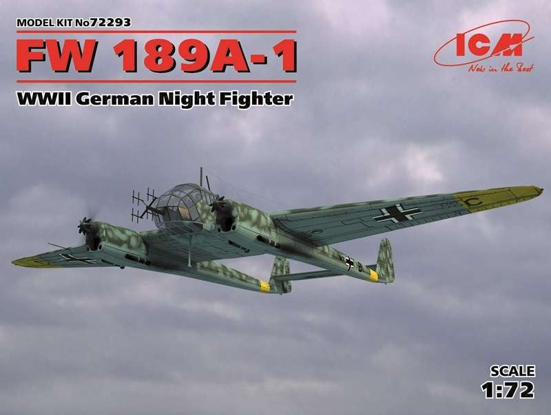 Niemiecki nocny myśliwiec Focke-Wulf Fw 189A-1, plastikowy model do sklejania ICM 72293 w skali 1:72-image_ICM_72293_1