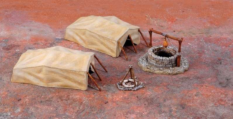Pustynna studnia, 2 namioty i paleniska, plastikowy zestaw do sklejania Italeri 6148 w skali 1:72-image_Italeri_6148_1