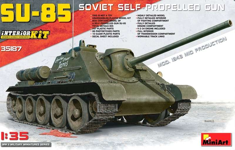 Radzieckie samobieżne działo SU-85, plastikowy model do sklejania MiniArt 35187 w skali 1:35.-image_MiniArt_35187_1