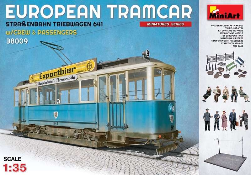 Europejski tramwaj wraz z załogą i pasażerami, plastikowy model do sklejania MiniArt 38009 w skali 1:35-image_MiniArt_38009_1