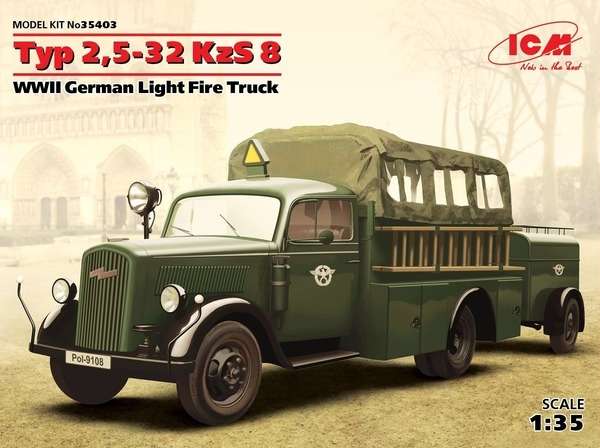 Niemiecki wóz strażacki z okresu II wojny światowej, plastikowy model do sklejania ICM 35403 w skali 1:35-image_ICM_35403_1