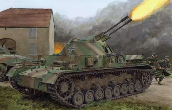 Model do sklejania samobieżnego działa przeciwlotniczego Flakpanzer IV Kugelbitz w skali 1/35, Dragon 6889.-image_Dragon_6889_1