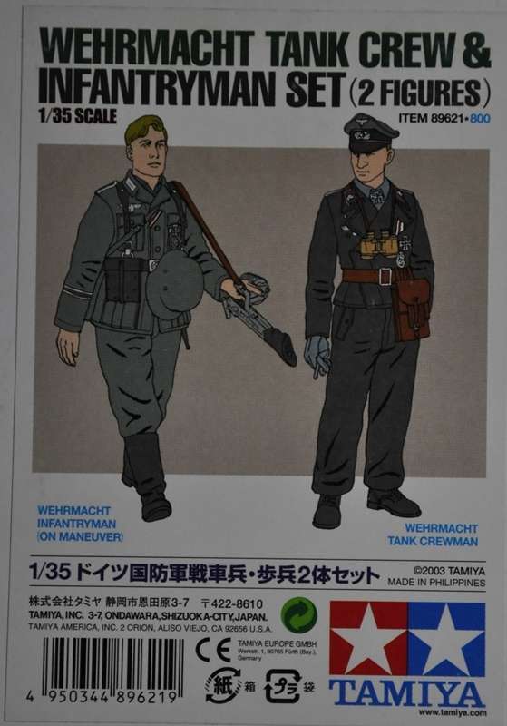 Niemieccy żołnierze Wehrmachtu - czołgista i żołnierz piechoty, plastikowe figurki do sklejania Tamiya 89621 w skali 1:35.-image_Tamiya_89621_1