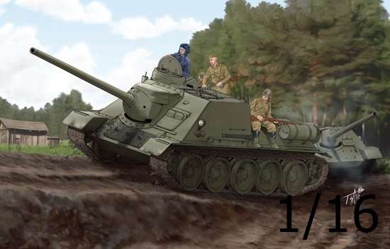 Radziecki średni niszczyciel czołgów SU-100, plastikowy model do sklejania Trumpeter 00915 w skali 1:16.-image_Trumpeter_00915_1