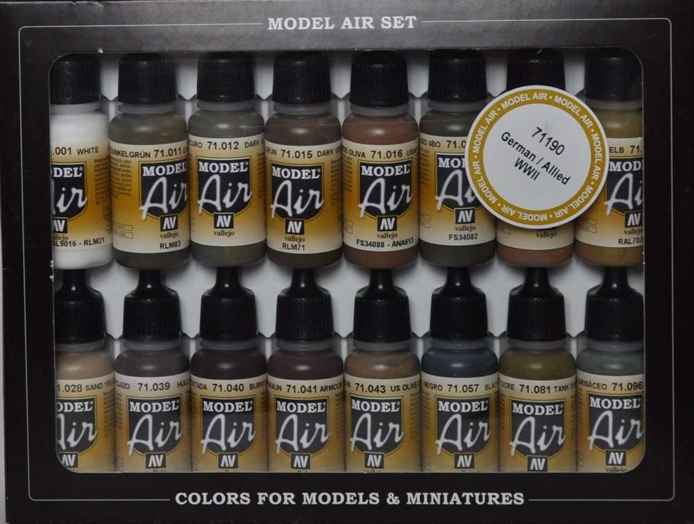 Model Color Set - German / Allied WWII, zestaw 16 modelarskich farb Vallejo 71190.-image_Vallejo_71190_1