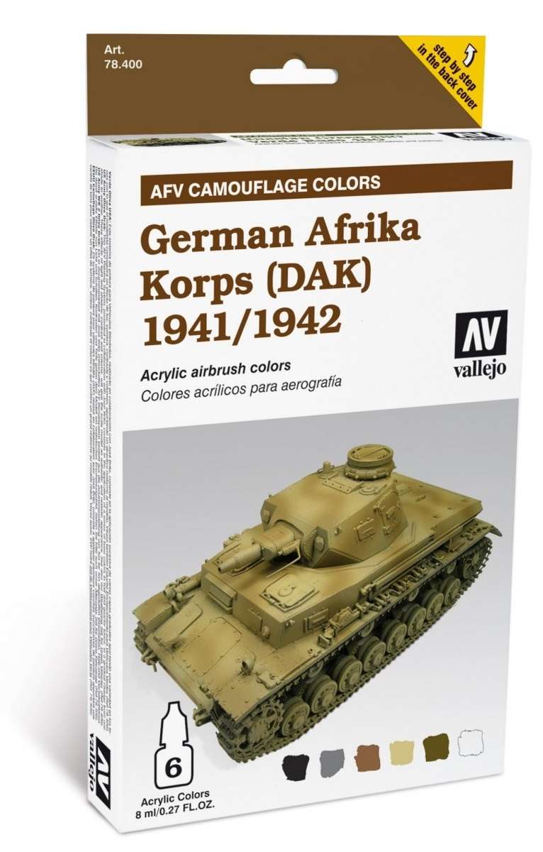 Zestaw farb Camouflage Colors - German Afrika Korps (DAK) 1941/42, Vallejo 78409.-image_Vallejo_78409_1