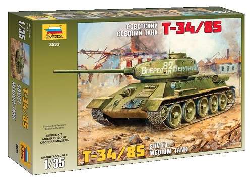 Radziecki czołg T-34/85, plastikowy model do sklejania Zvezda 3533 w skali 1:35-image_Zvezda_3533_1