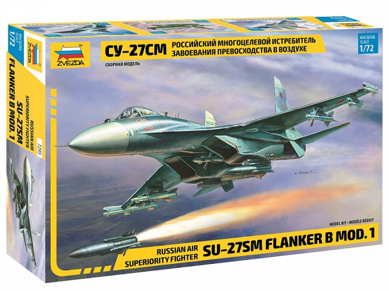 Rosyjski współczesny myśliwiec Su-27 SM Flanker B Mod. I, plastikowy model do sklejania Zvezda 7295 w skali 1:72.-image_Zvezda_7295_1