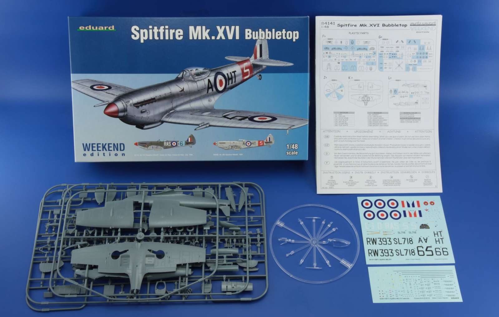 Zawartość pudełka modelu myśliwca Spitfire Mk.XVI Bubbletop - Eduard 84141-image_Eduard_84141_3