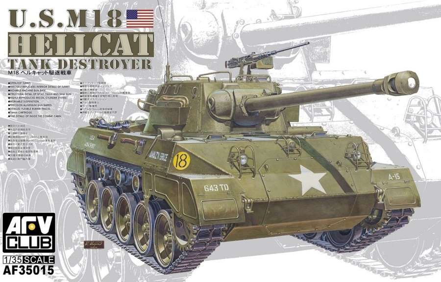 Amerykański niszczyciel czołgów M18 Hellcat, plastikowy model do sklejania AFV AF35015 w skali 1:35-image_AFV Club_AF35015_1