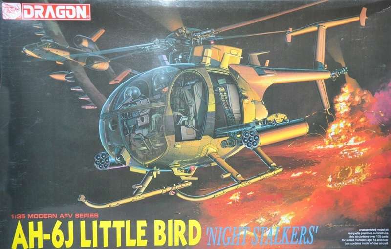 Amerykański lekki śmigłowiec szturmowy AH-6J Little Bird, plastikowy model do sklejania Dragon 3527 w skali 1:35.-image_Dragon_3527_1