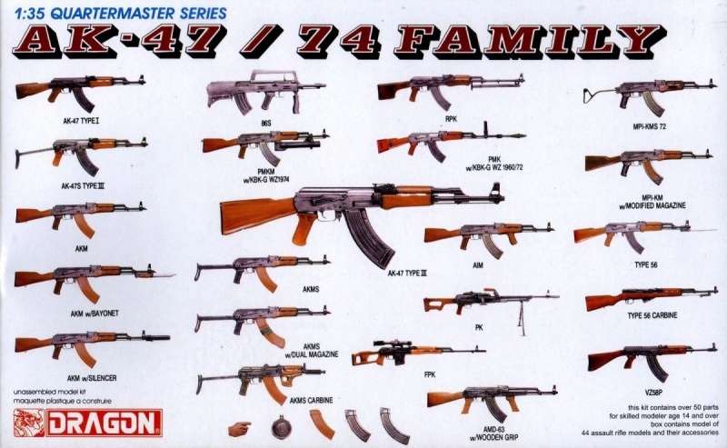 Karabiny z rodziny AK-47/74 , plastikowa broń Dragon 3802 w skali 1:35-image_Dragon_3802_1