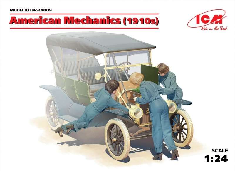 Amerykańskie kobiety - mechanicy podczas naprawy, plastikowe figurki do sklejania ICM 24009 w skali 1:24-image_ICM_24009_1