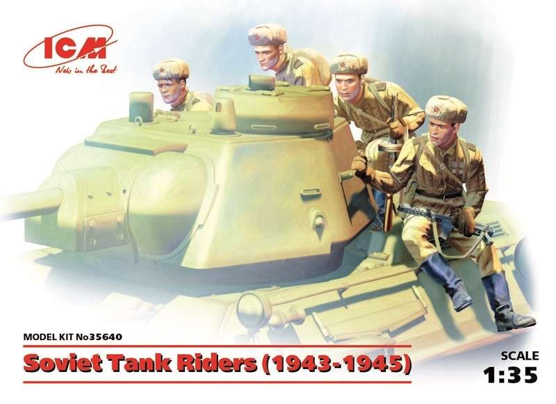 Radzieccy żołnierze na czołgu - lata 1943-45, plastikowe figurki do sklejania ICM 35640 w skali 1:35-image_ICM_35640_1