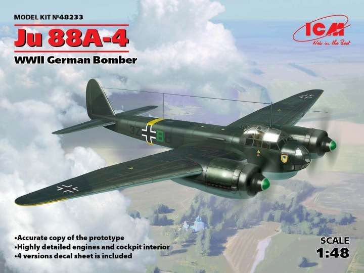Plastikowy model samolotu Junkers Ju88A-4 do sklejania i malowania, model ICM 48233.-image_ICM_48233_1