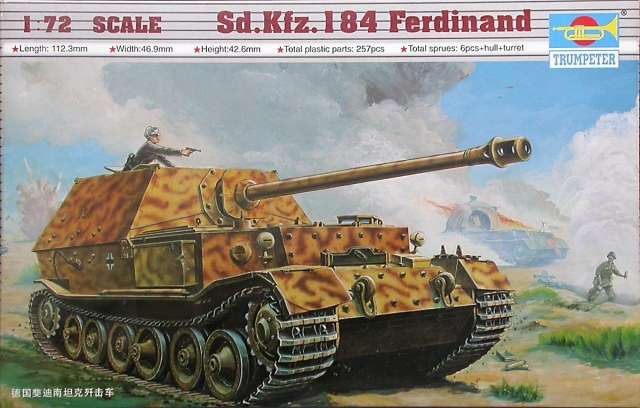 Niemiecki niszczyciel czołgów Sd.Kfz.184 Ferdinand , plastikowy model do sklejania Trumpeter 07205 w skali 1:72-image_Trumpeter_07205_1