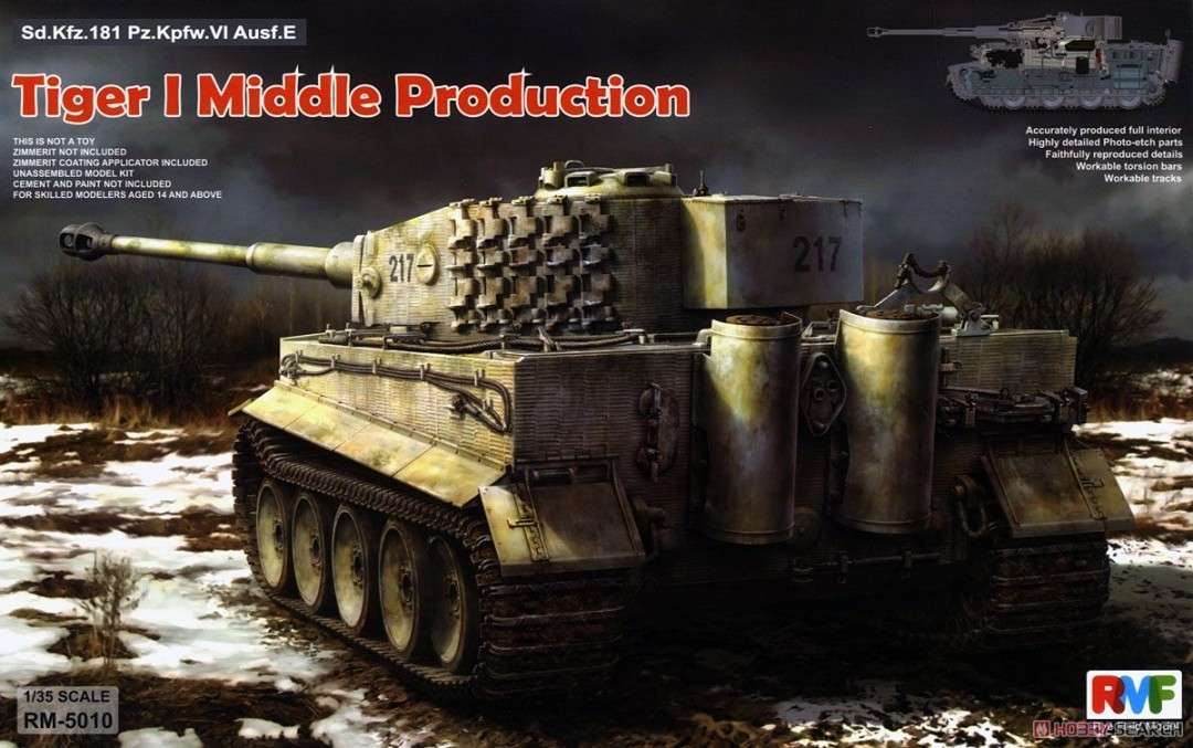 Model czołgu Tiger I wersja E z pełnym wnętrzem do sklejania, model Rye Field Model 5010.-image_RFM Rye Field Model_RM-5010_1