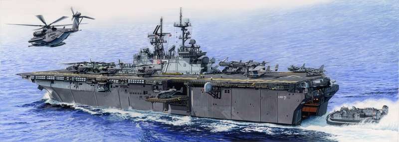 Amerykański okręt desantowy USS Iwo Jima LHD-7 , plastikowy model do sklejania Trumpeter 05615 w skali 1:350-image_Trumpeter_05615_1