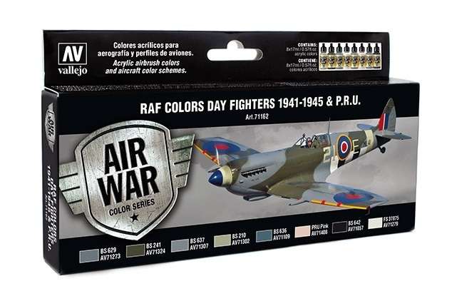 Zestaw modelarskich farb akrylowych do malowania myśliwców RAF 1941-45 oraz P.R.U. , Vallejo 71162-image_Vallejo_71162_1