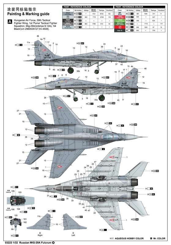 Model myśliwca MiG-29A Fulcrum w skali 1:32 do sklejania, Trumpeter_03223_image_4-image_Trumpeter_03223_3