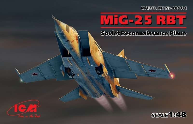 Radziecki samolot rozpoznawczy MiG-25 RBT, plastikowy model do sklejania ICM 48901 w skali 1:48-image_ICM_48901_1