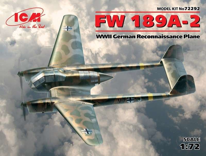 Niemiecki rozpoznawczy samolot Focke-Wulf Fw 189A-2, plastikowy model do sklejania ICM 72292 w skali 1:72-image_ICM_72292_1