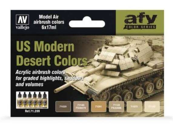 Zestaw 6 modelarskich farb akrylowych - US Modern Desert Colors - Vallejo 71209-image_Vallejo_71209_1