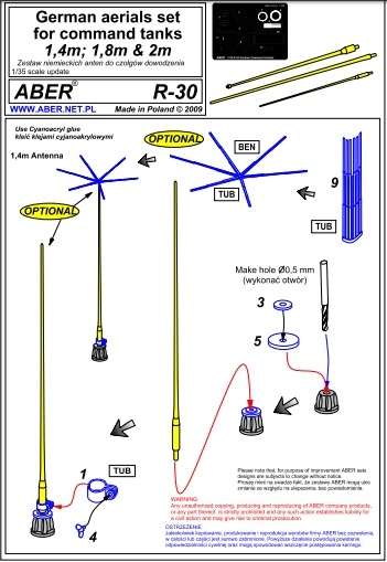 Aber R-30 skala 1:35 - dodatki do modeli - zestaw niemieckich anten do czołgów dowodzenia - image ac-image_Aber_R30_4