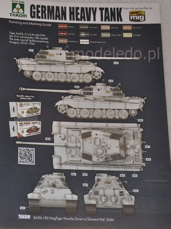 German heavy Tank King Tiger Porsche Turret w/Zimmerit model_do_sklejania_takom_2046_image_26-image_Takom_2046_3
