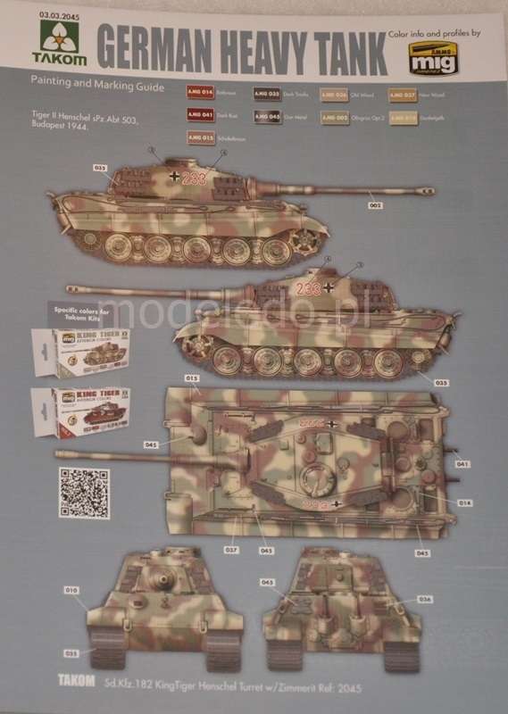 Niemiecki czołg z WWII King Tiger Henschel Turret w/Zimmerit model_do_sklejania_takom-2045_image_24-image_Takom_2045_6