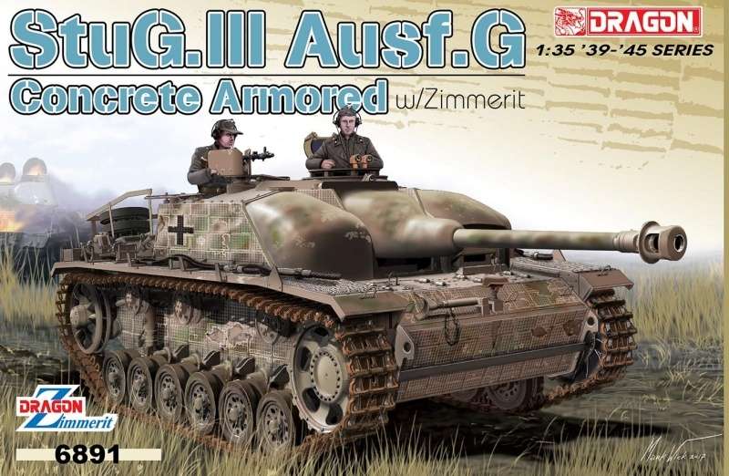 Niemieckie samobieżne działo pancerne StuG III wersja G z Zimmerit-em, plastikowy model do sklejania Dragon 6891 w skali 1:35-image_Dragon_6891_1