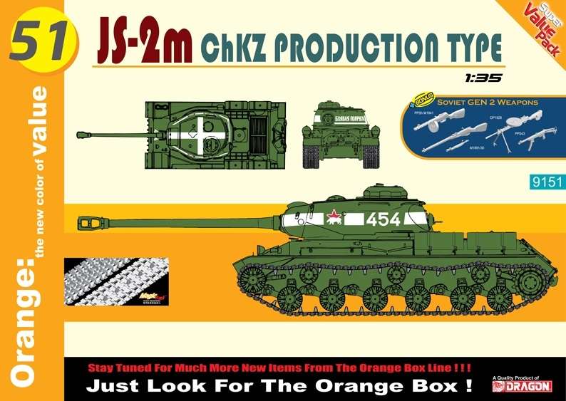 Czołg ciężki IS-2m konstrukcji radzieckiej, plastikowy model do sklejania Dragon 9151 w skali 1:35.-image_Dragon_9151_1